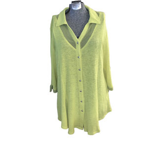 Women's Tunic Top light lime green/Black Size L